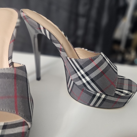 Plaid High Heel Mules - Picture 8 of 11